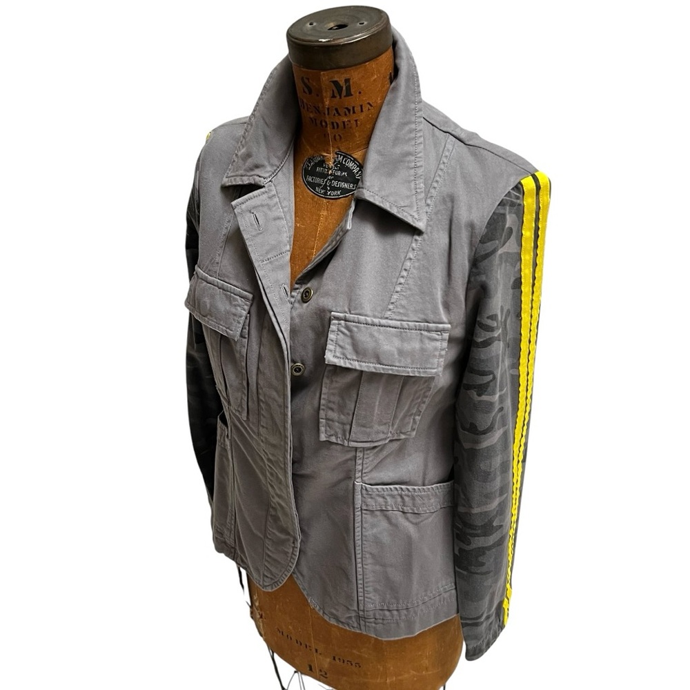 New Military Utiliy Jacket Blazer Camo Stripe Fitted Academia Preppy Da Nang NWT